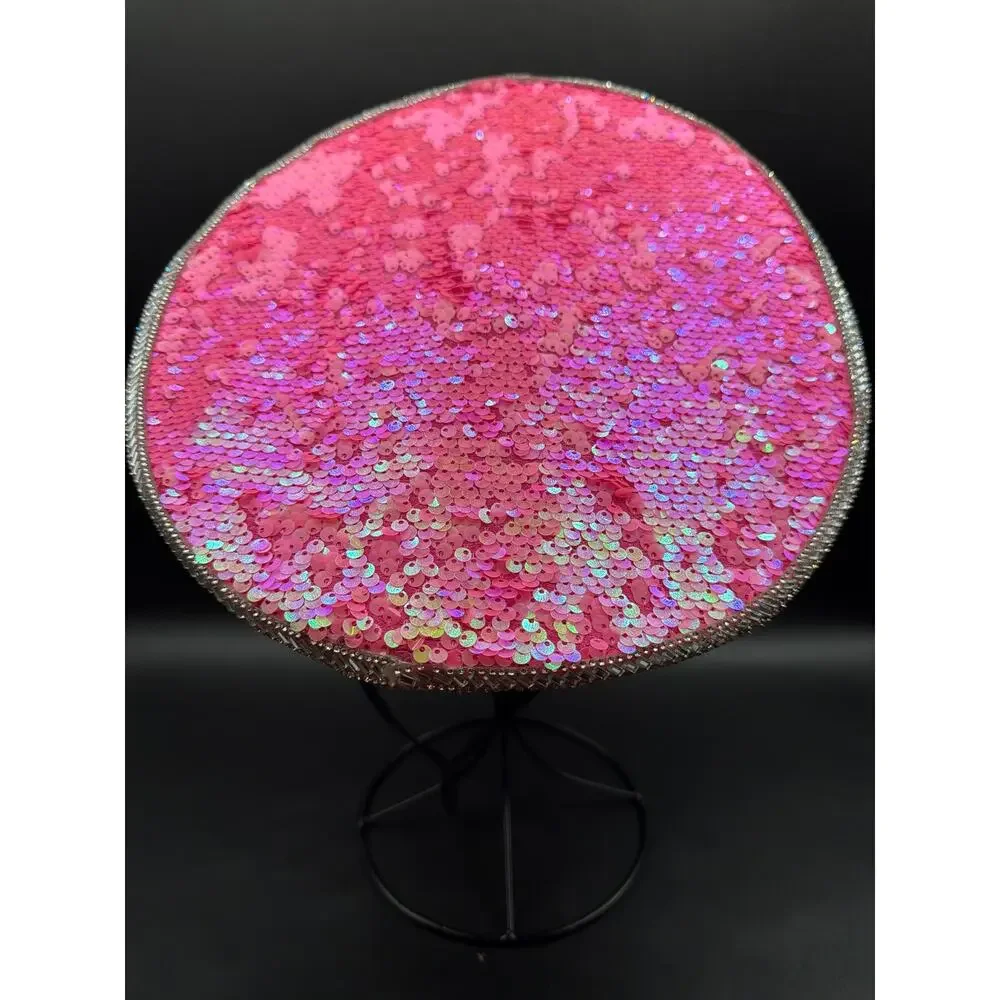 Pink Sequin Rhinestone Captain Hat Jeweled Festival Rave Burning Man Military